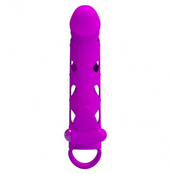PRETTY LOVE - PowerMan Vibrating Extended Penis Sleeve (L:15.2cm - D:3.3cm)